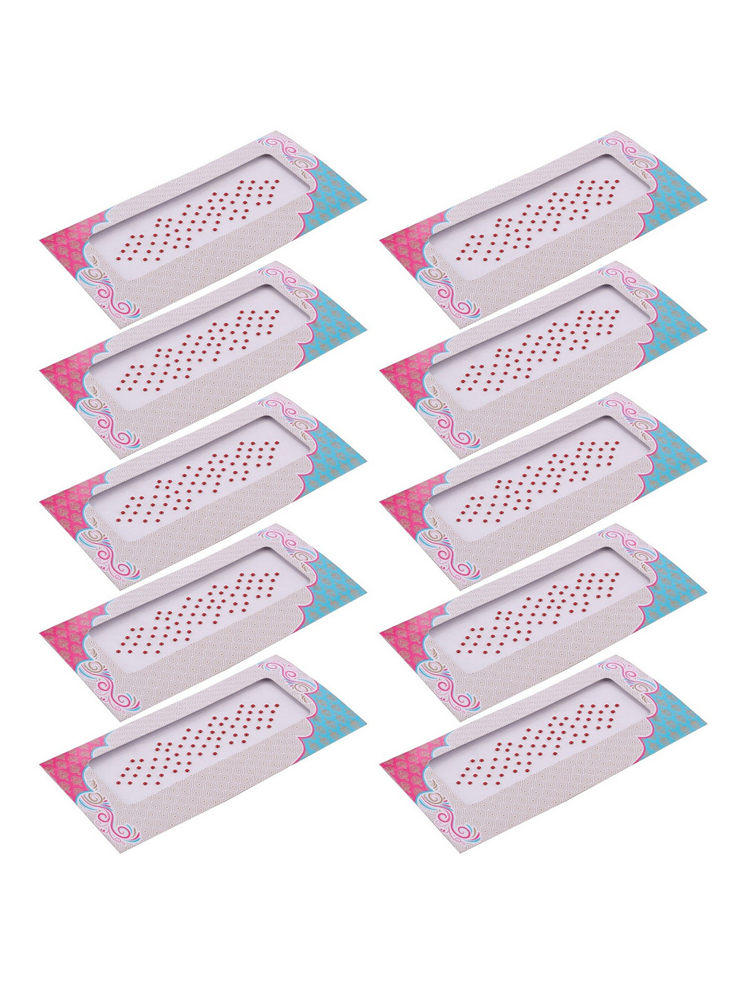 VAMA Women Set of 10 Red Diamond Stone Bindi Kumkum Stickers