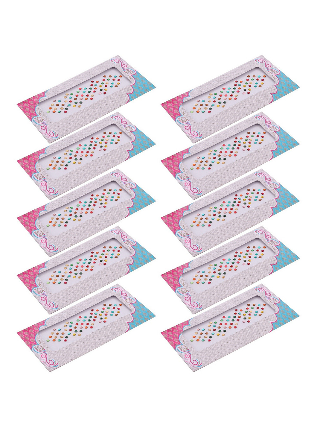 VAMA Women Set of 10 Multicolor Bindi Diamond Stone Forehead Kumkum Stickers