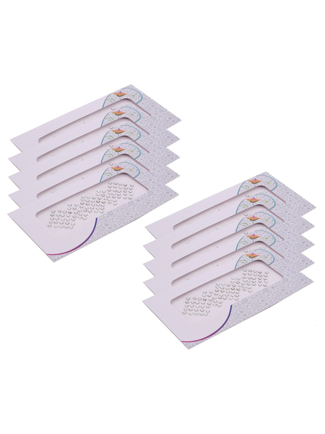 VAMA Women Pack of 10 Forehead Silver White Kundan Diamond Stone Bindi Kumkum Stickers