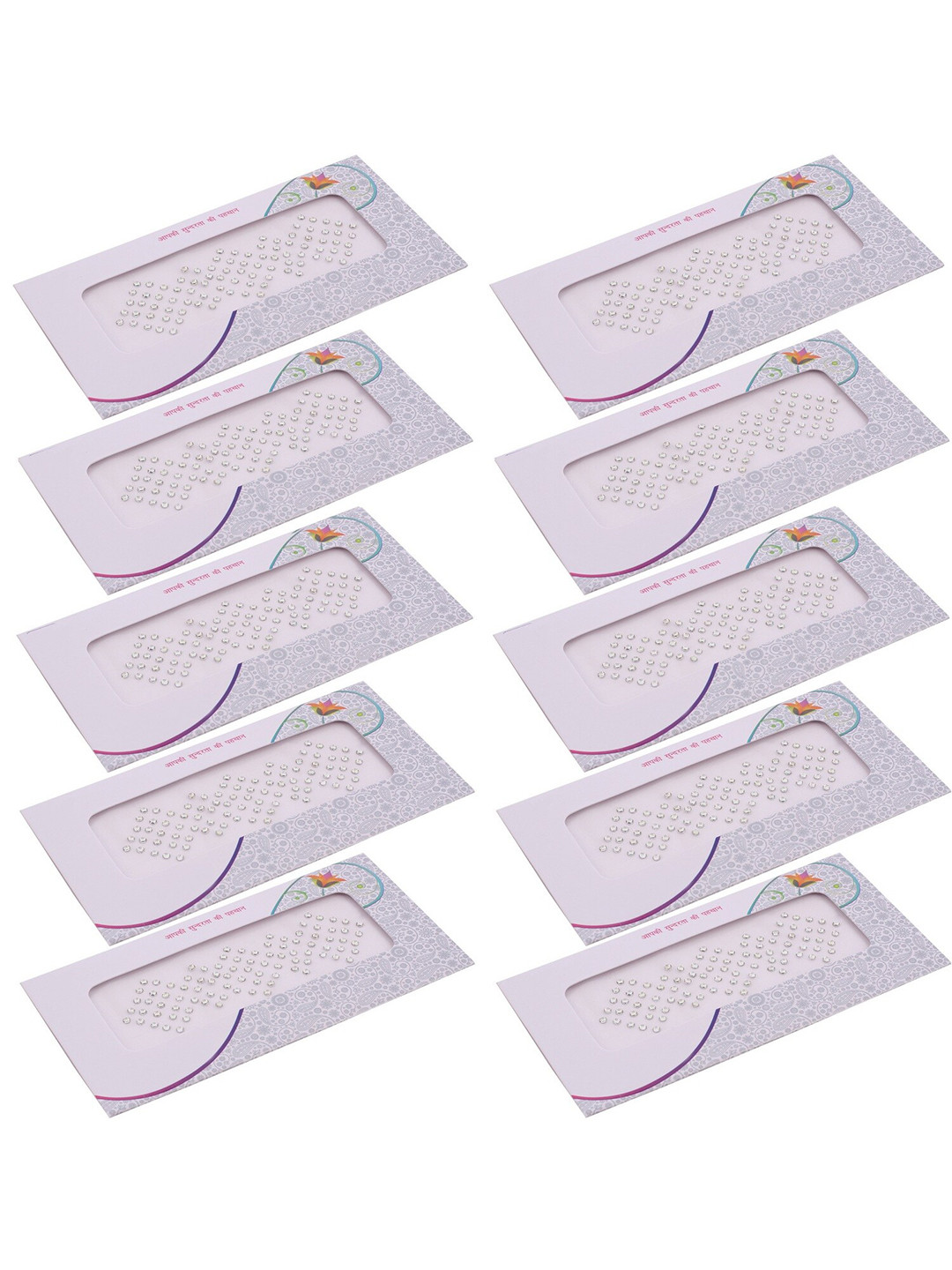 VAMA Women Set of 10 Diamond Stone Silver Bindi Kumkum Forehead Stickers