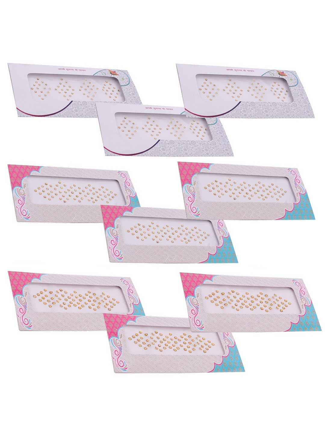 VAMA Women Set of 3 Gold Toned Stone Bindi Stickers