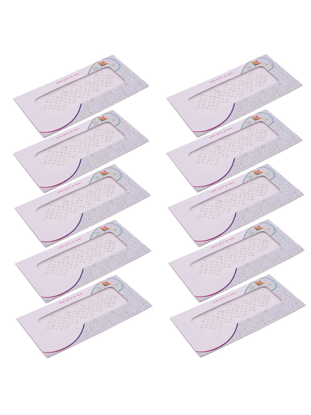 VAMA Women Set of 10 Silver Toned Stone Bindi Stickers