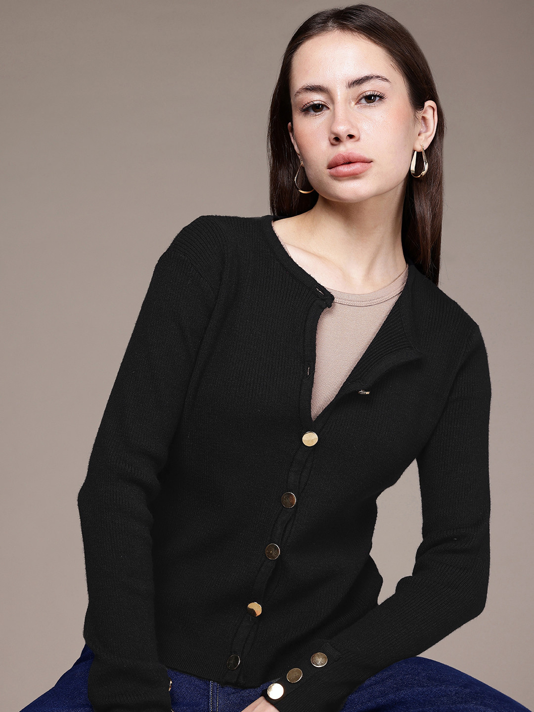 French Connection Ribbed Cardigan