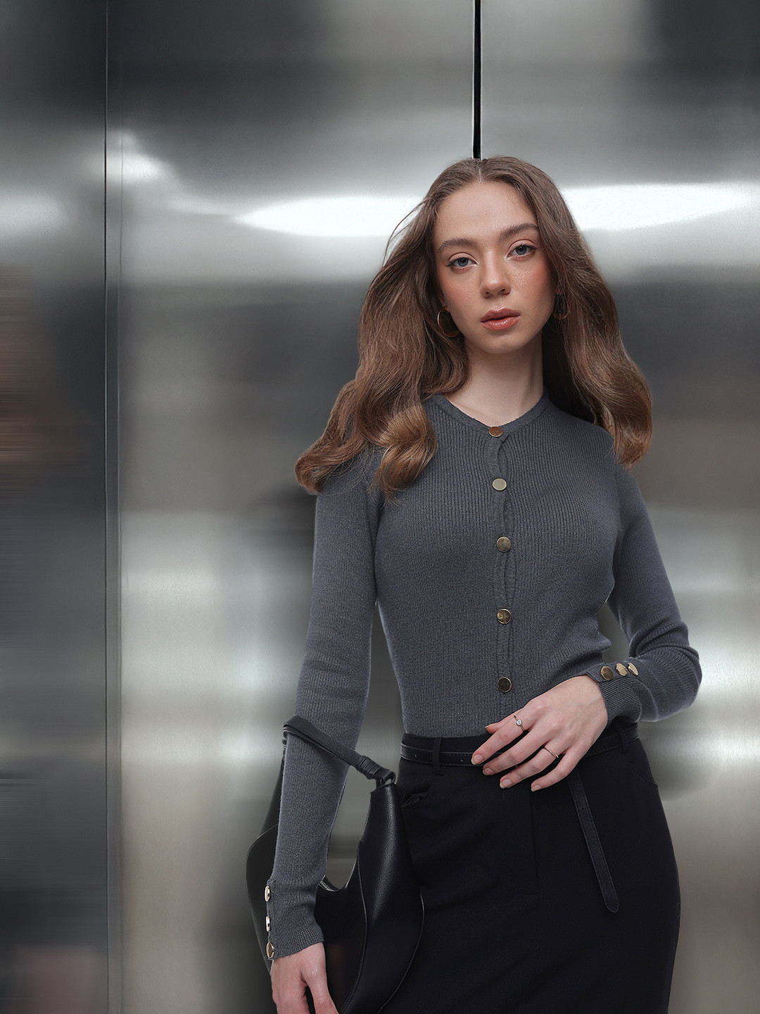 French Connection Ribbed Cardigan