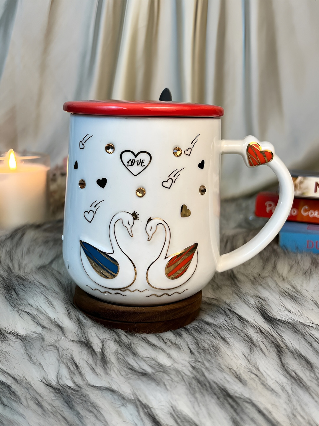 Giftii Vipan Name Personalised White Conversational Ceramic Microwave Safe Mug with Lid and Spoon-350ml