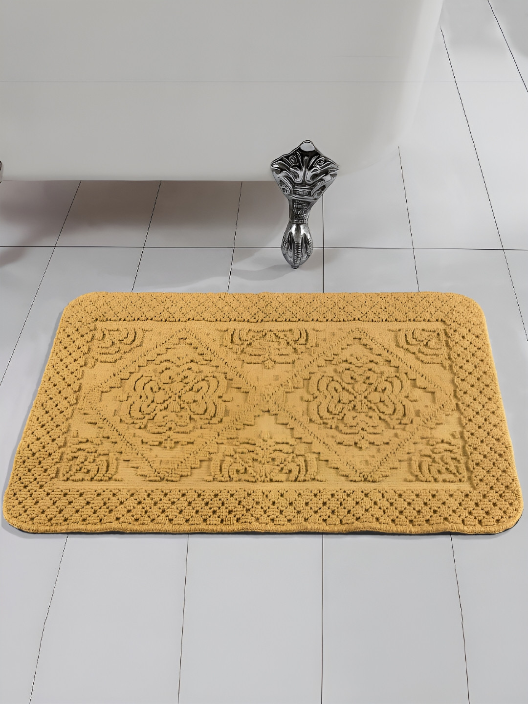 Saral Home Mustard 1000 GSM Cotton Antiskid Bathmat