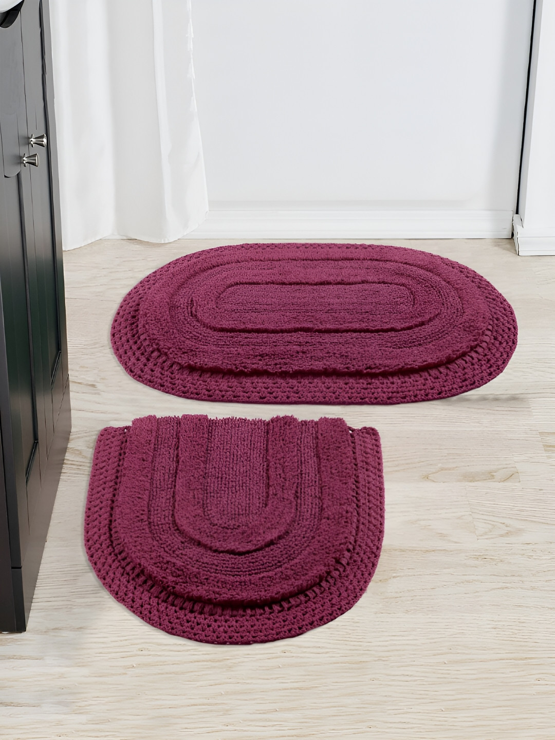 Saral Home Magenta Self-Design 3000GSM Bath Rugs