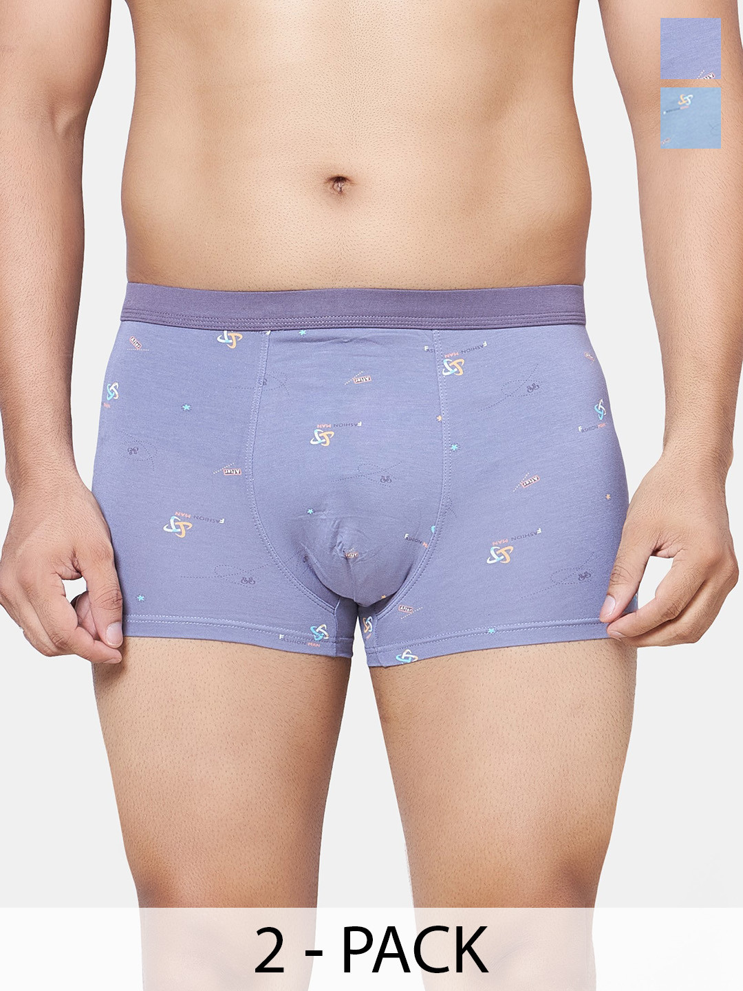PLUMBURY Pack Of 2 Printed Trunks PLMB/SPANTY220GR/DGRM