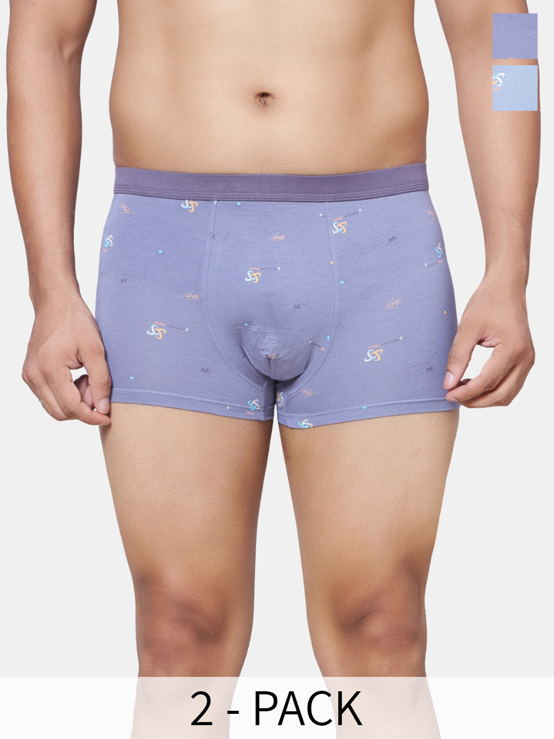 PLUMBURY Pack Of 2 Printed Trunks PLMB/SPANTY220AGR/DGRM-ASH GREY/DARK GREY