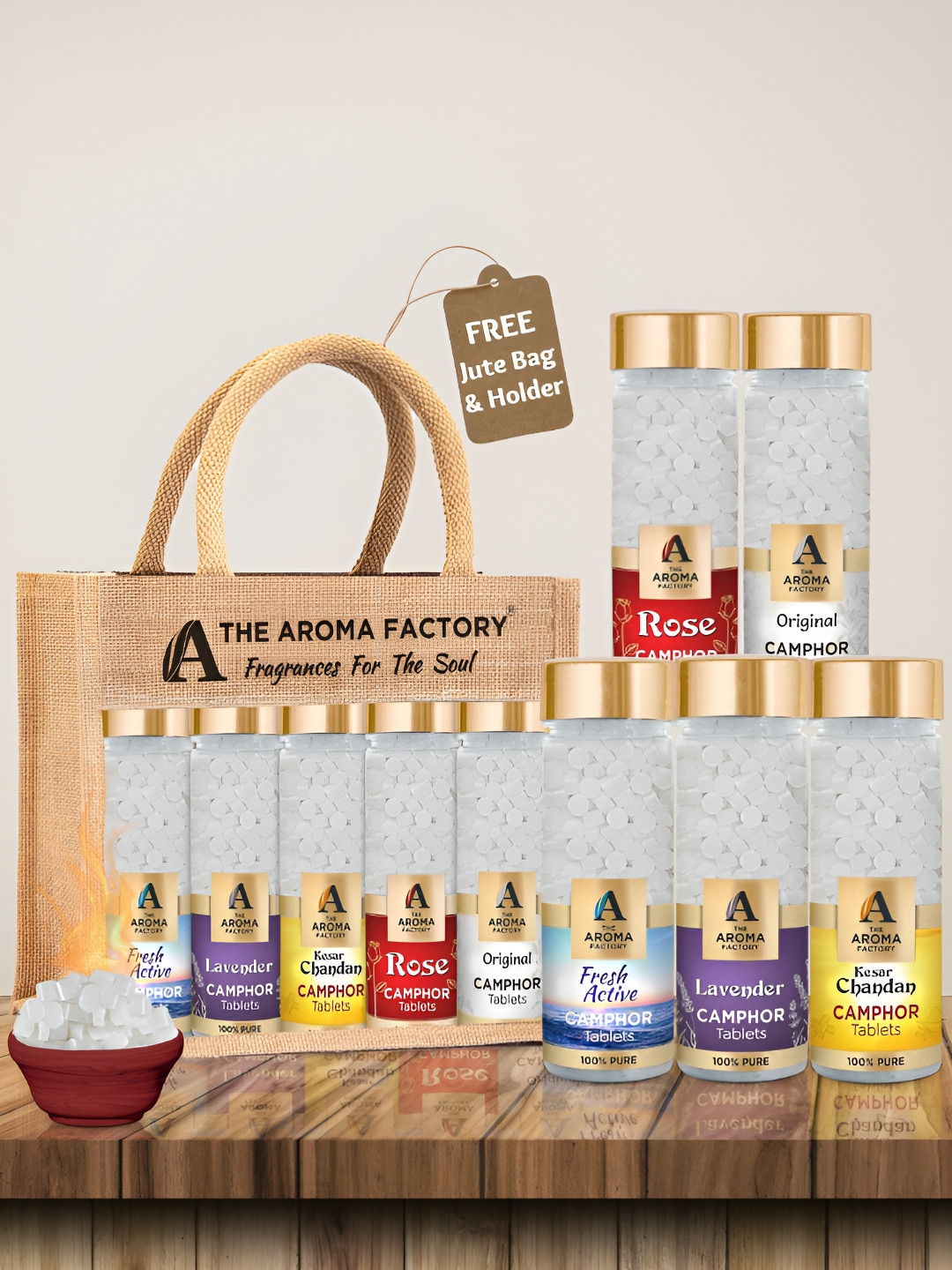 The Aroma Factory 5 Pcs White Fresh Lavender Chandan Rose & Lemon Pooja Camphor Tablets