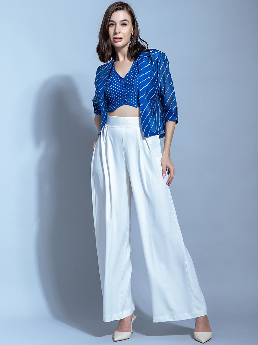 GARDEN PARTY Printed Pure Cotton Relaxed-Fit Top With Trousers & Waistcoat