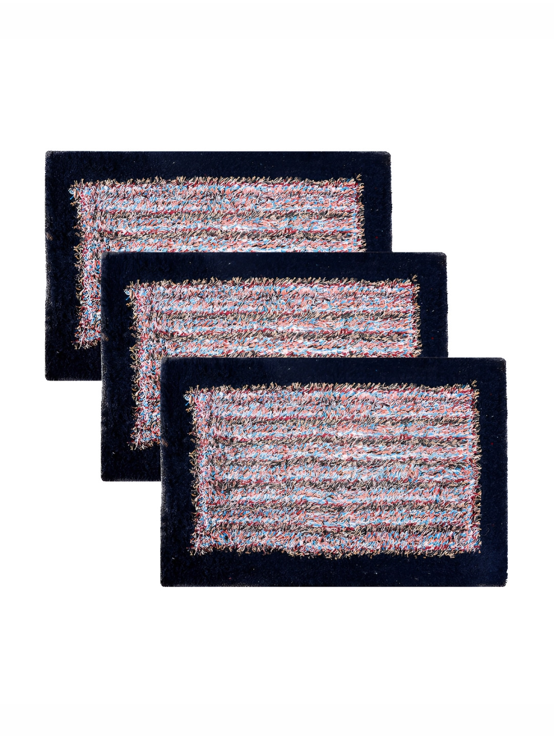 Kuber Industries Blue & Pink 3 Pieces Microfibre Long-Lasting Doormats