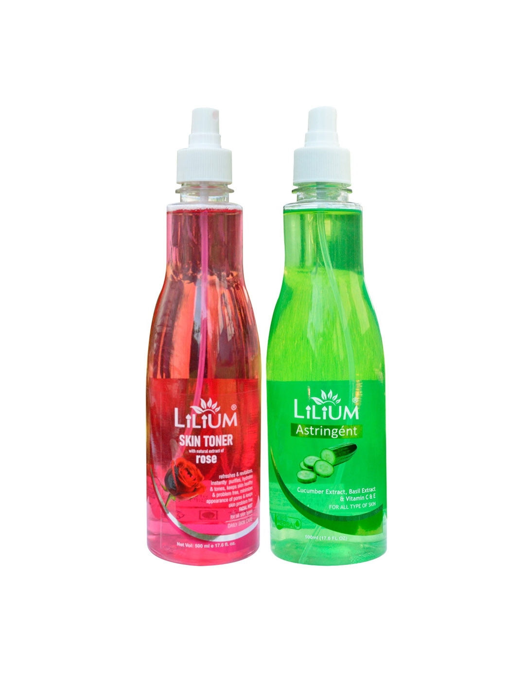 Lilium Set Of 2 Cucumber & Rose Skin Toner For Glowing Skin - 500ml Each