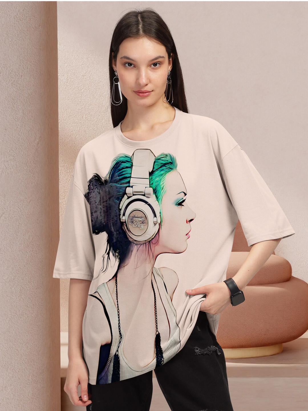 HELLCAT Graphic Printed Round Neck Oversized T-shirt