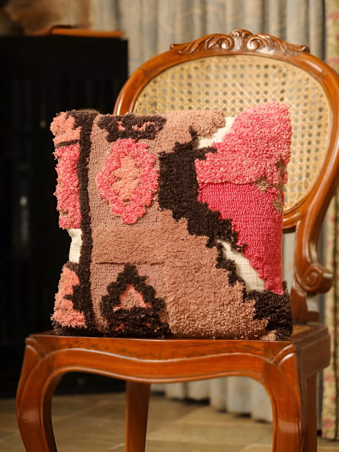 SANSKRUTIHOMES Red & Black Embroidered Square Cushion Covers