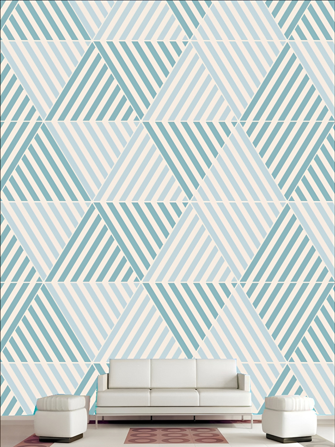 KSHIRSA White & Blue Printed Self-Adhesive Laminated Wall Sticker