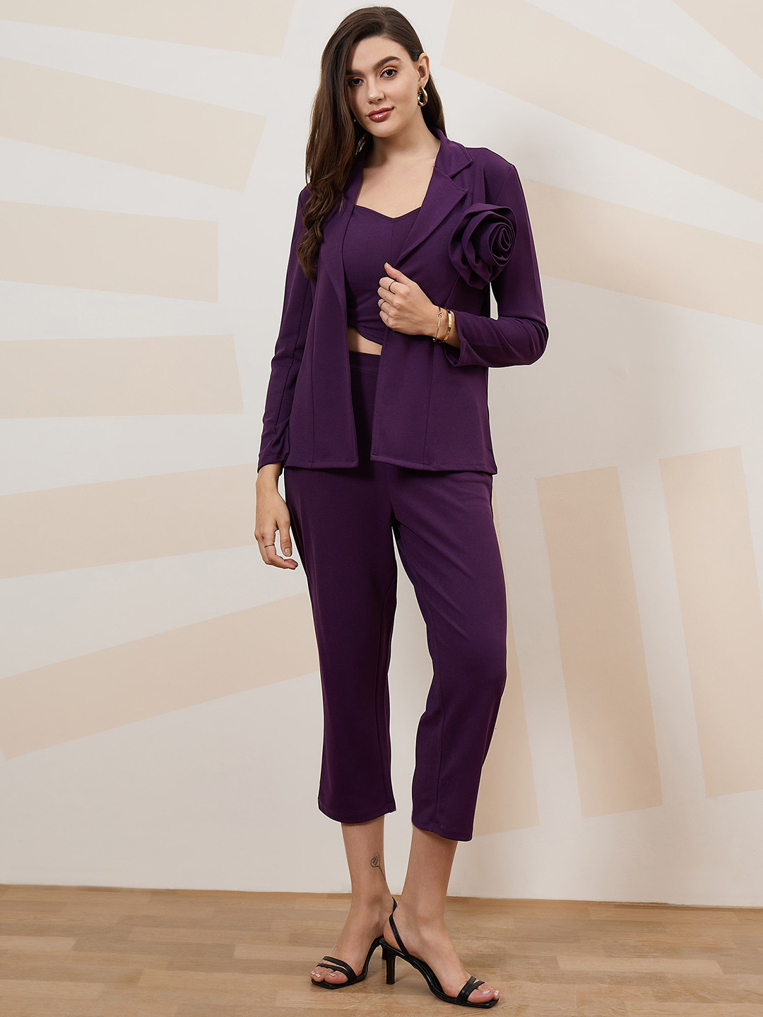Shally Bhasin by Athena Shoulder Straps Blazer Top With Trousers