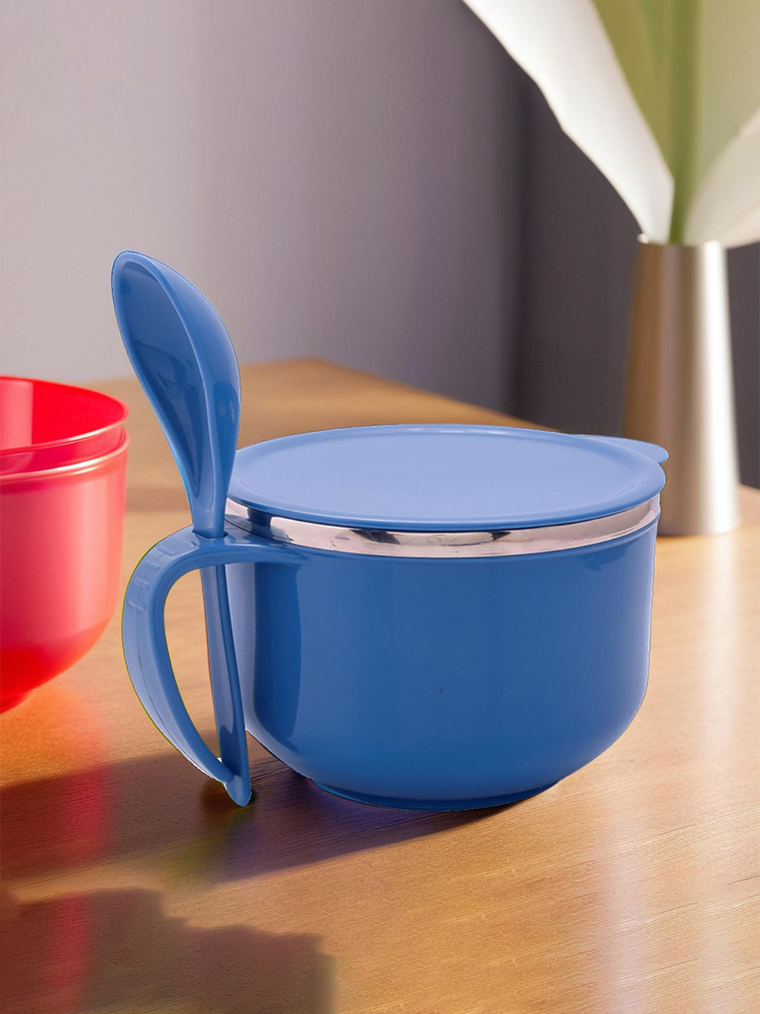 Kuber Industries Blue Noodle Bowl with Spoon 600ml