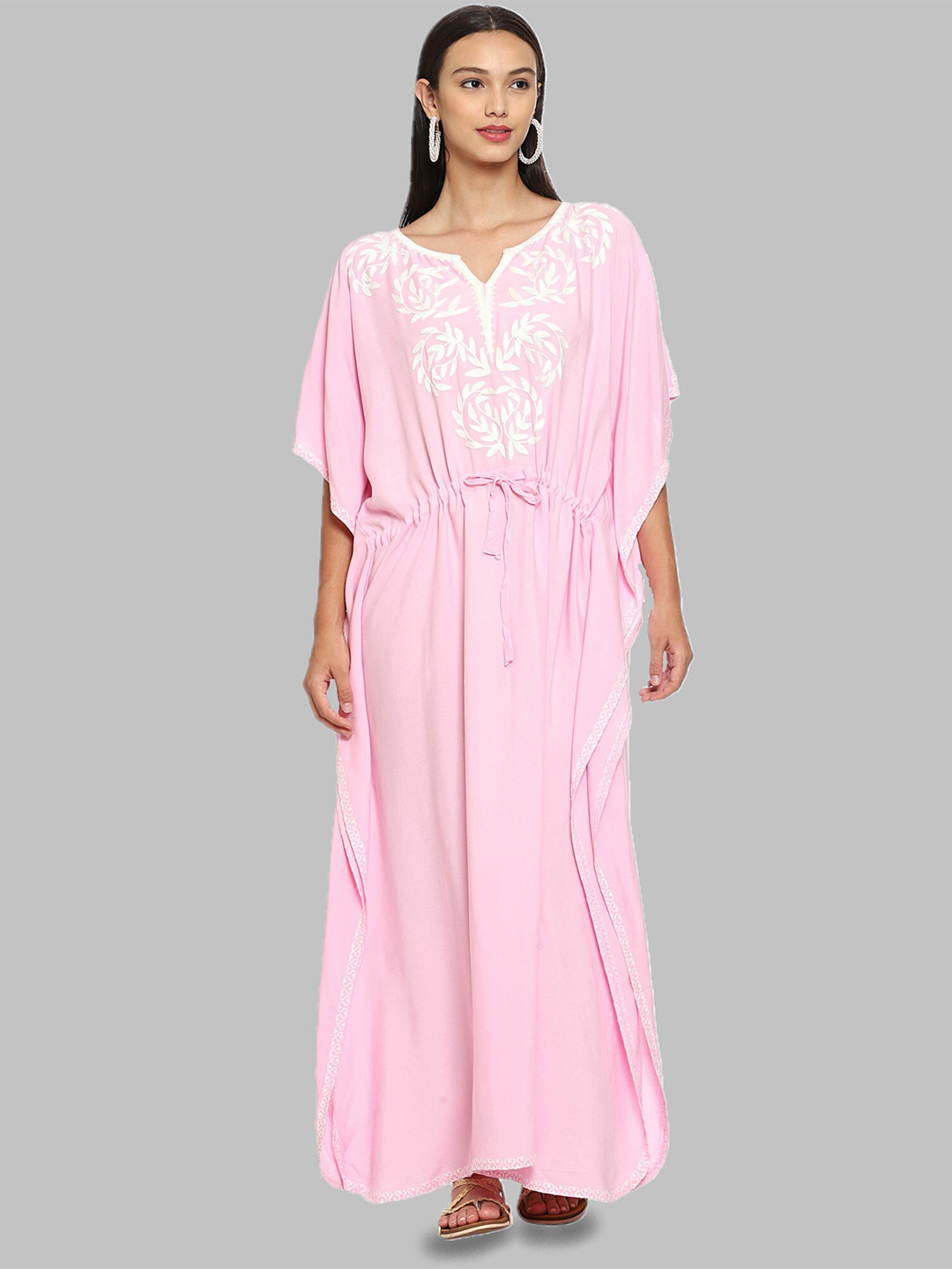 CRAFTBAZAR Batwing Sleeve Kaftan Maxi Dress