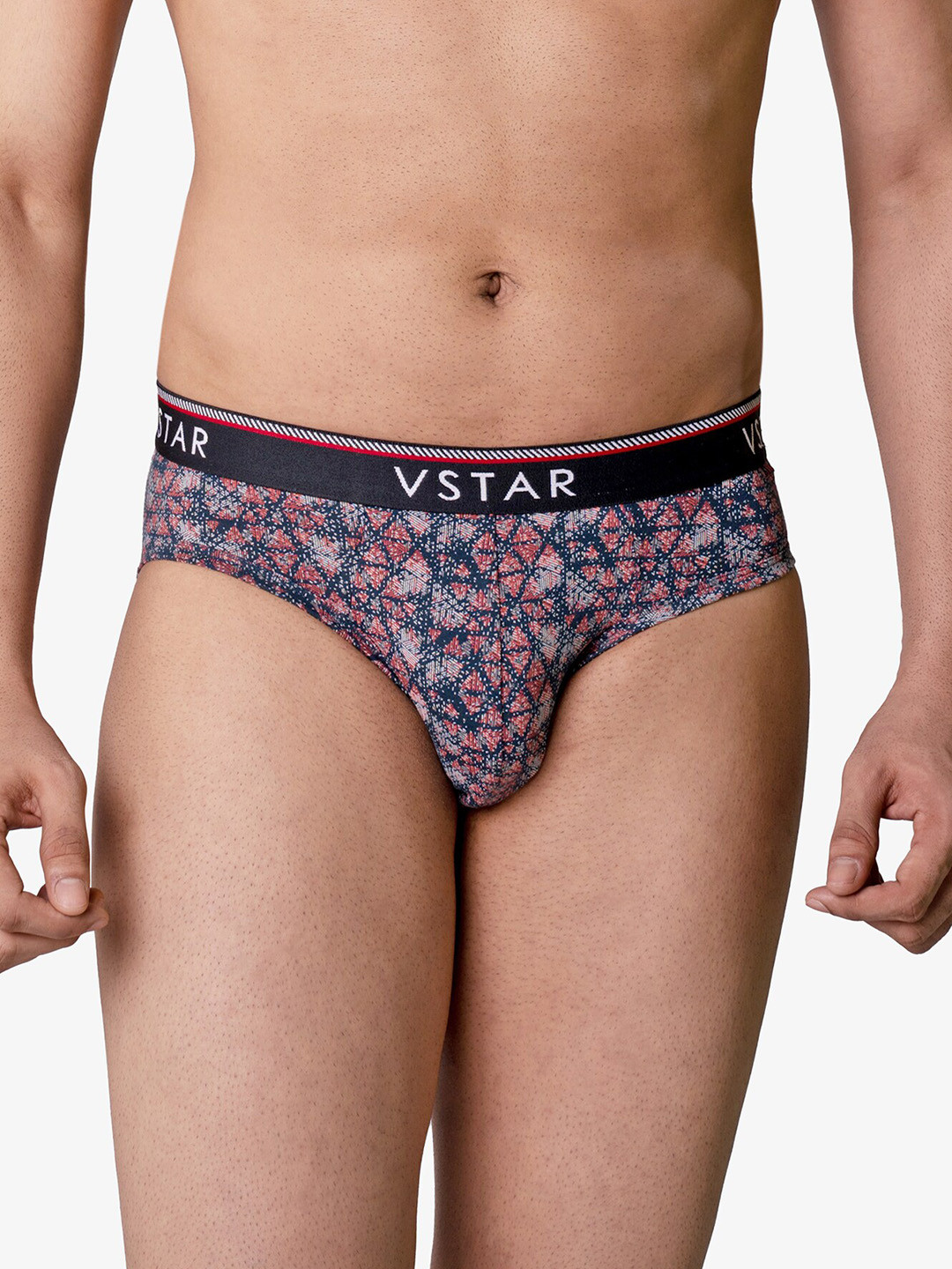 VStar Abstract Printed Cotton Basic Briefs SG 02-MIDNIGHT_BLUE