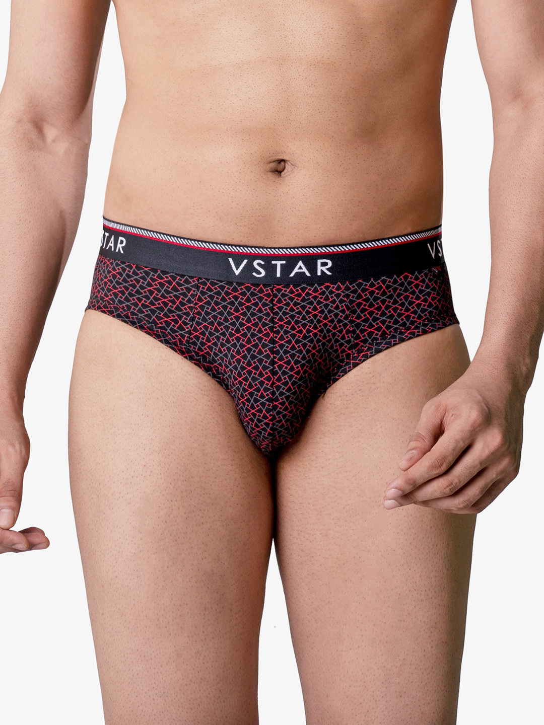VStar Abstract Printed Low-Rise Basic Briefs SG 02-JET_BLACK