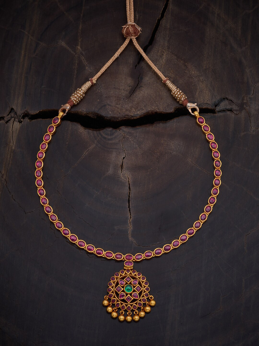 Kushal's Fashion Jewellery  925 Pure Silver Gold-Plated Temple Necklace