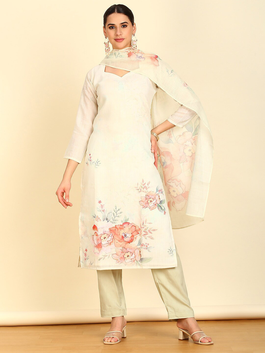 Soch Printed Linen Unstitched Dress Material