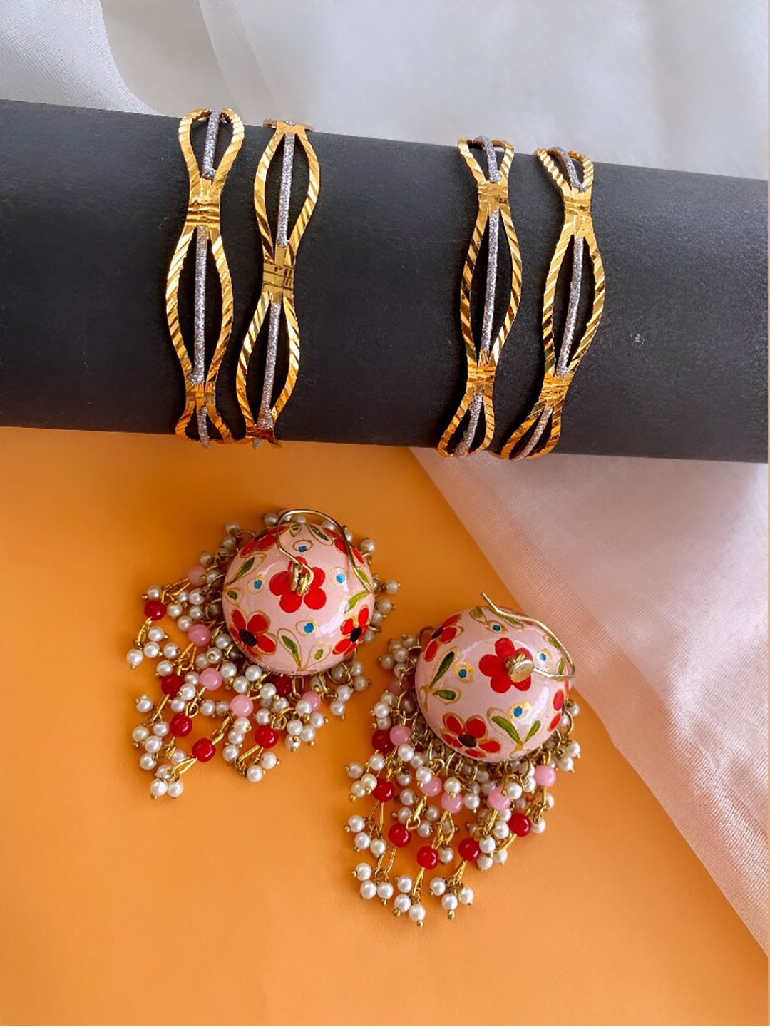 ATIBELLE Gold Plated & Floral Charm Jewellery Set