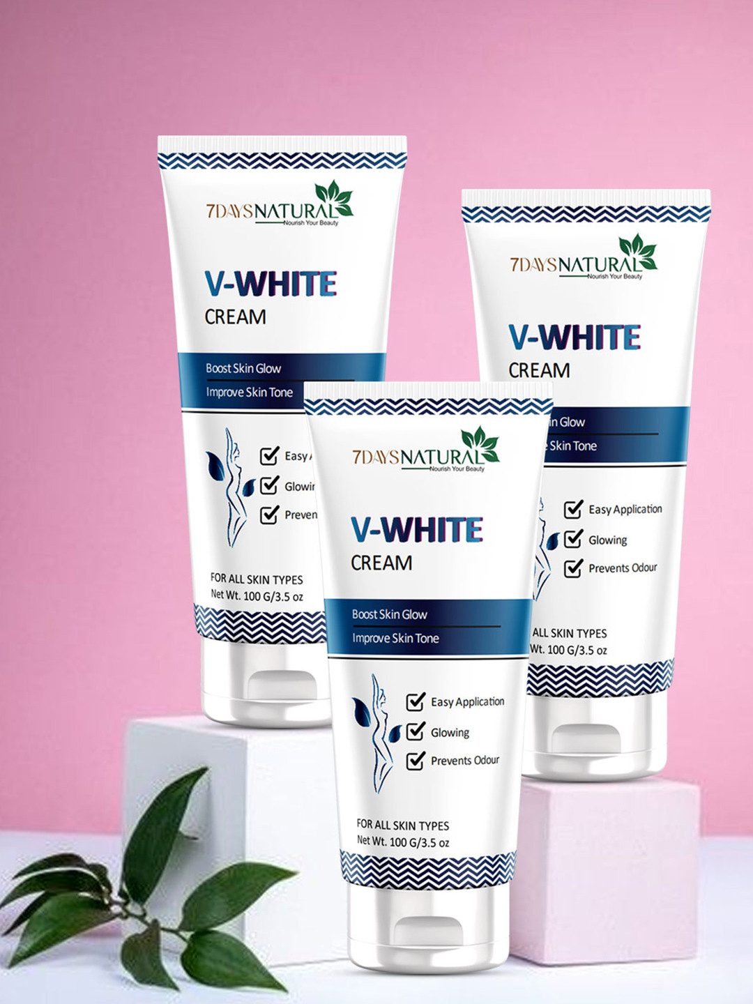 7DAYSNATURAL Natural Set Of 3 V White Intimate Area Brightening Cream - 100g Each