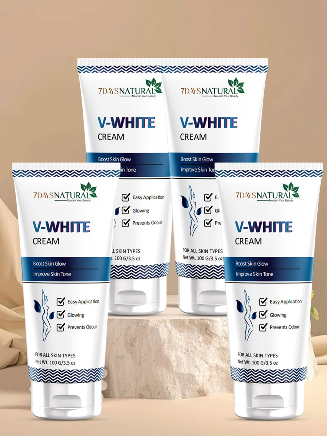 7DAYSNATURAL Set Of 4 V-White Intimate Area Brightening Cream - 100 gm Each