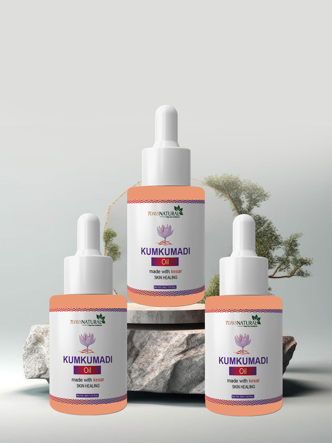 7DAYSNATURAL Set Of 3 Kumkumadi Face Oil For Unisex Face - 30ml Each