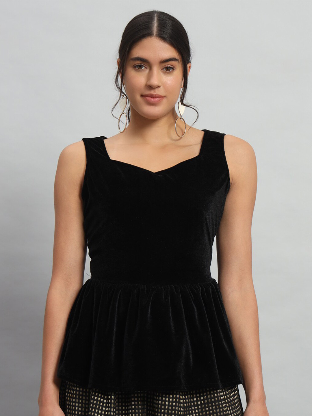 VAARARO Velvet Peplum Top