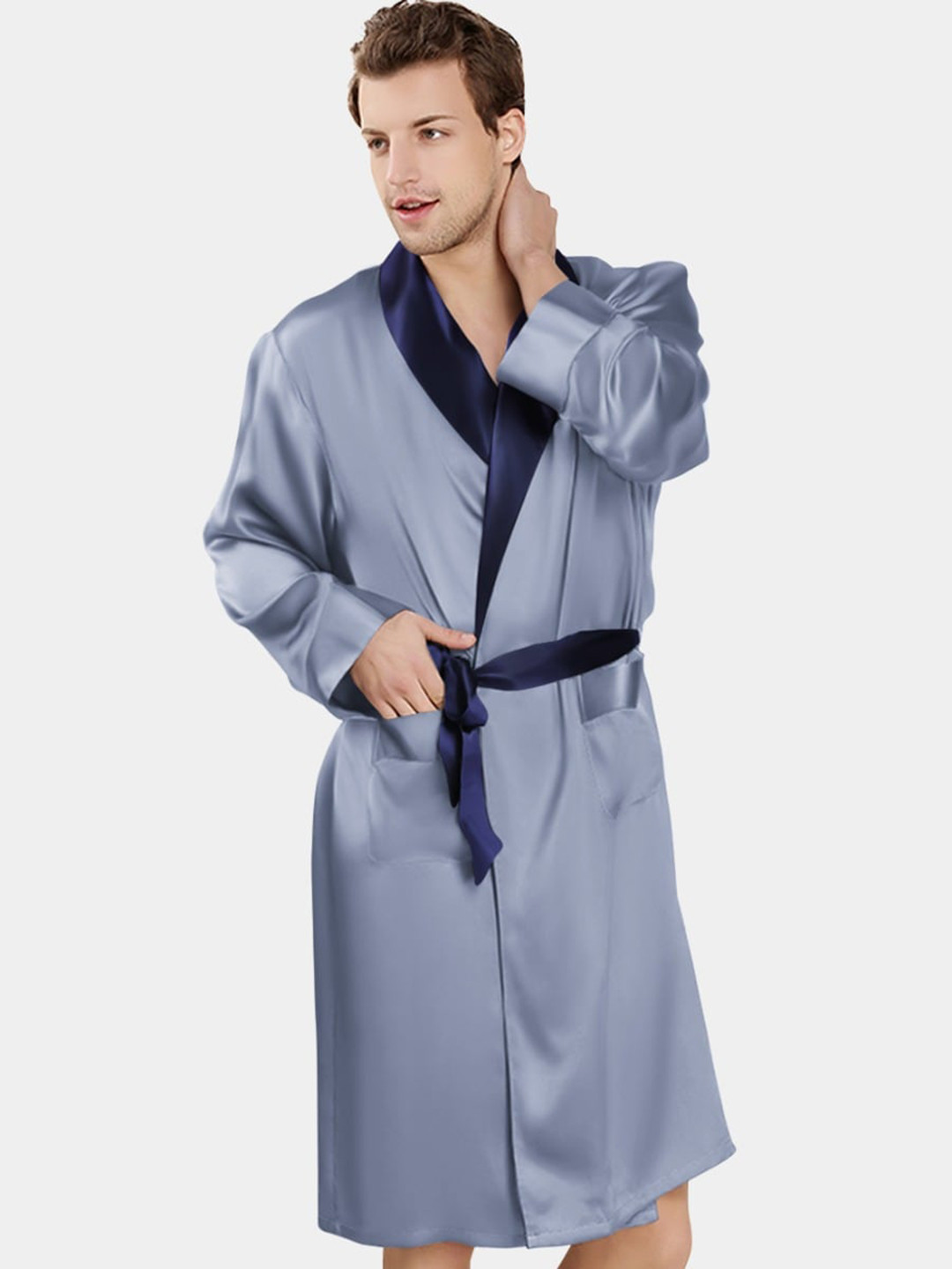 Bella Babe by SK Shawl Collar Satin Robe