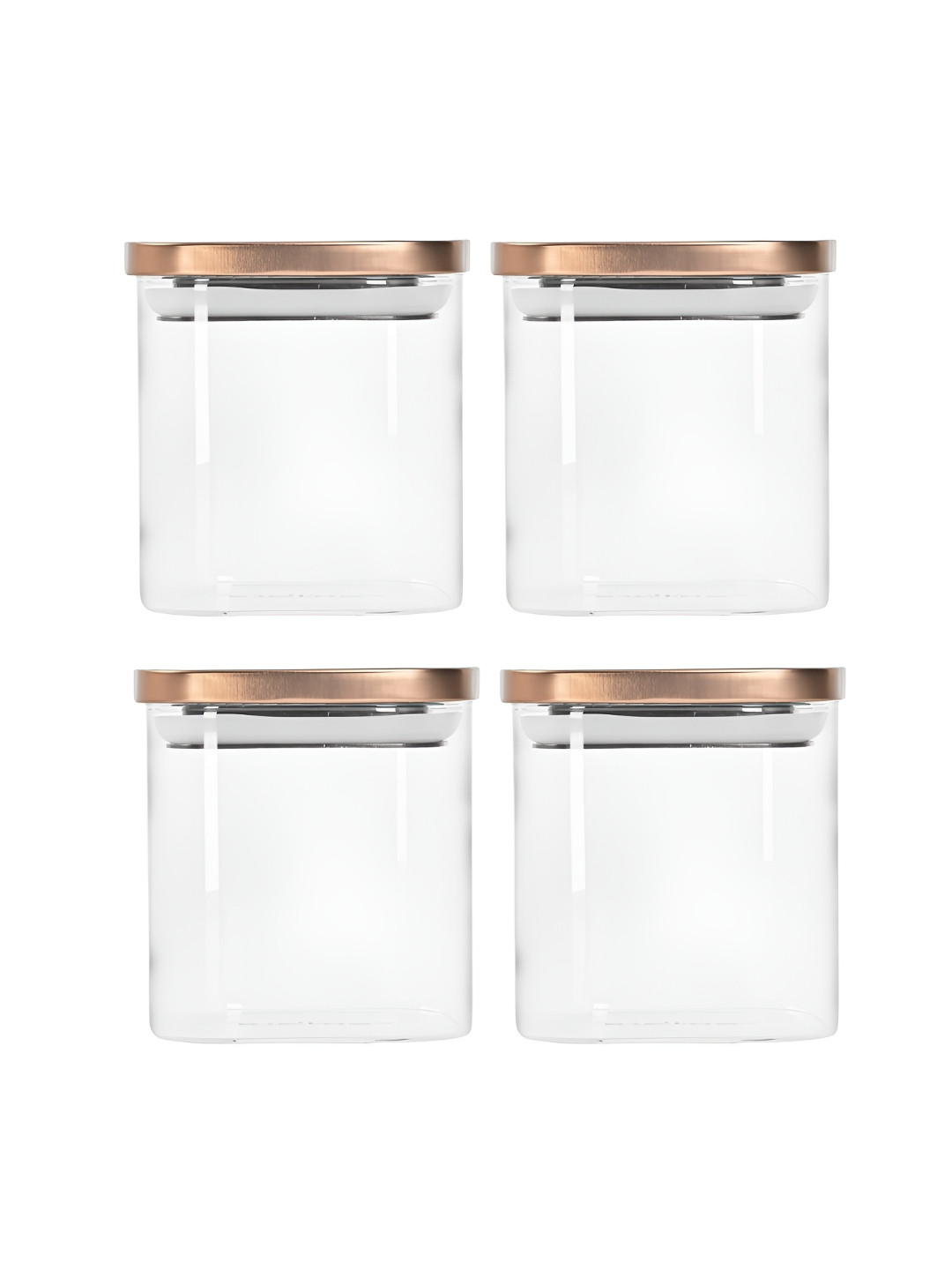 Femora Transparent 4 Pieces Glass Airtight Storage Jar Lid Container 750 ml each