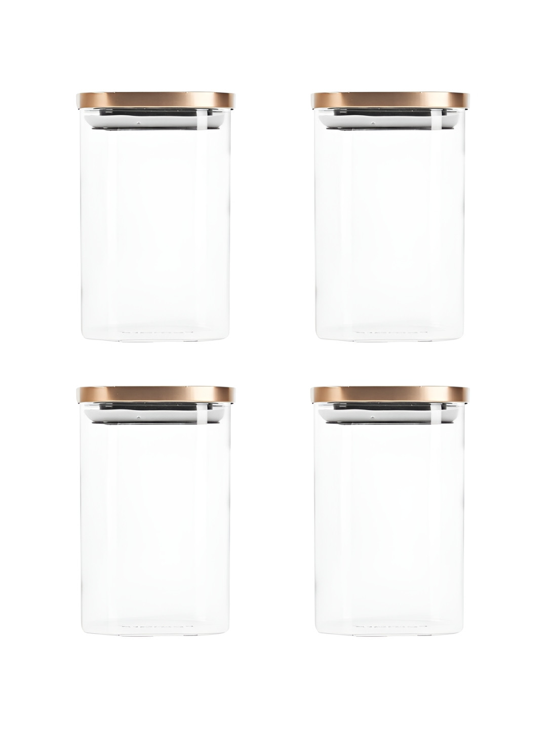 Femora Transparent Borosilicate Glass Air Tight 4 Piece Clip-On Canister-1.1L