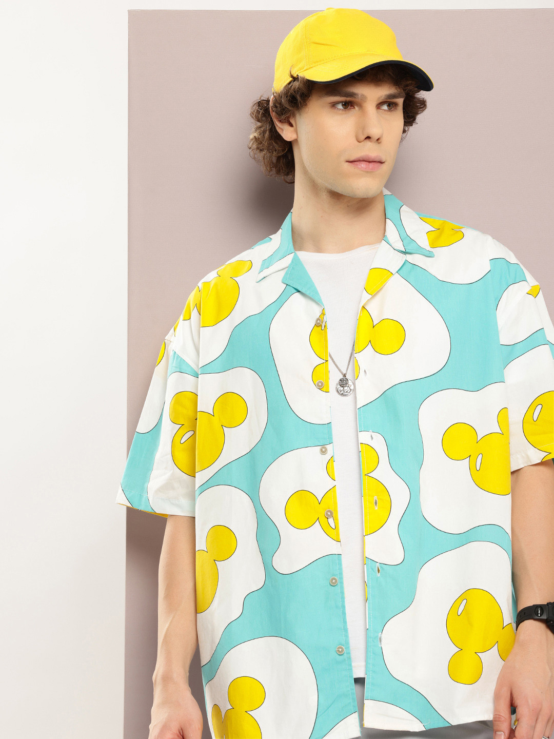 Kook N Keech Toons Pure Cotton Mickey Mouse Printed Opaque Oversized Casual Shirt