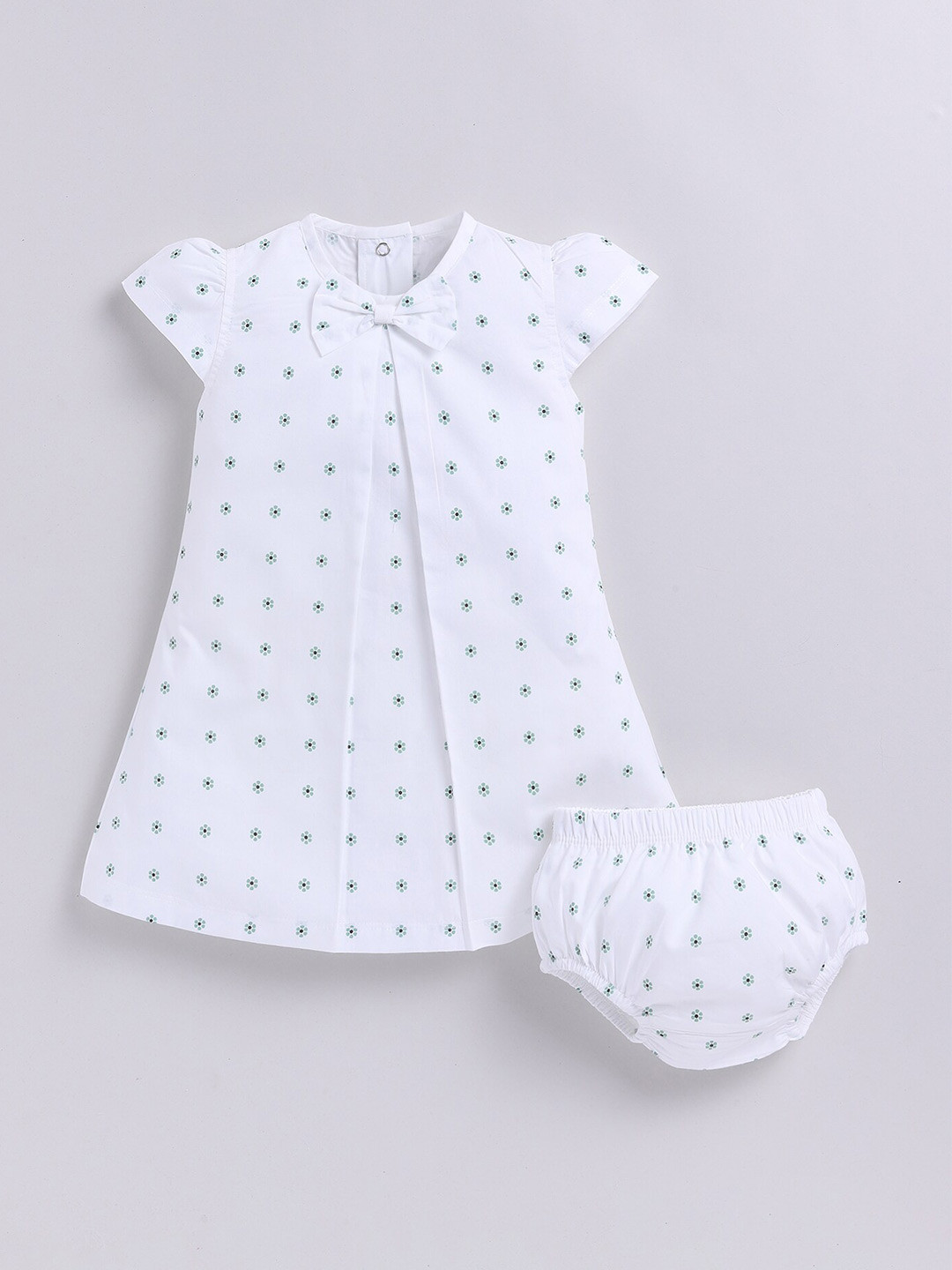 BABY GO Girls Conversational Print Cotton Fit & Flare Dress With Brief