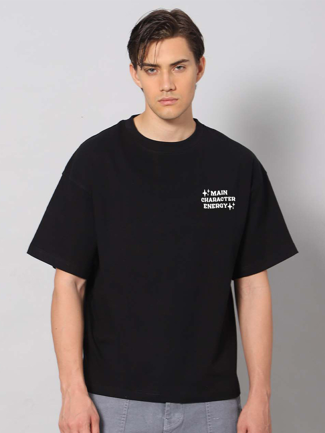 Besick Pure Cotton Round Neck Short Sleeves Oversized Casual T-shirt