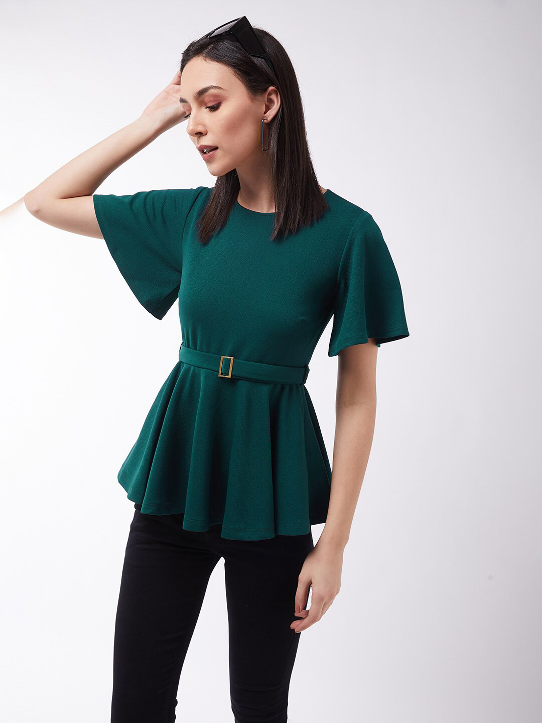 all about you Women Slim Fit Round Neck Short Sleeve Regular Length Top