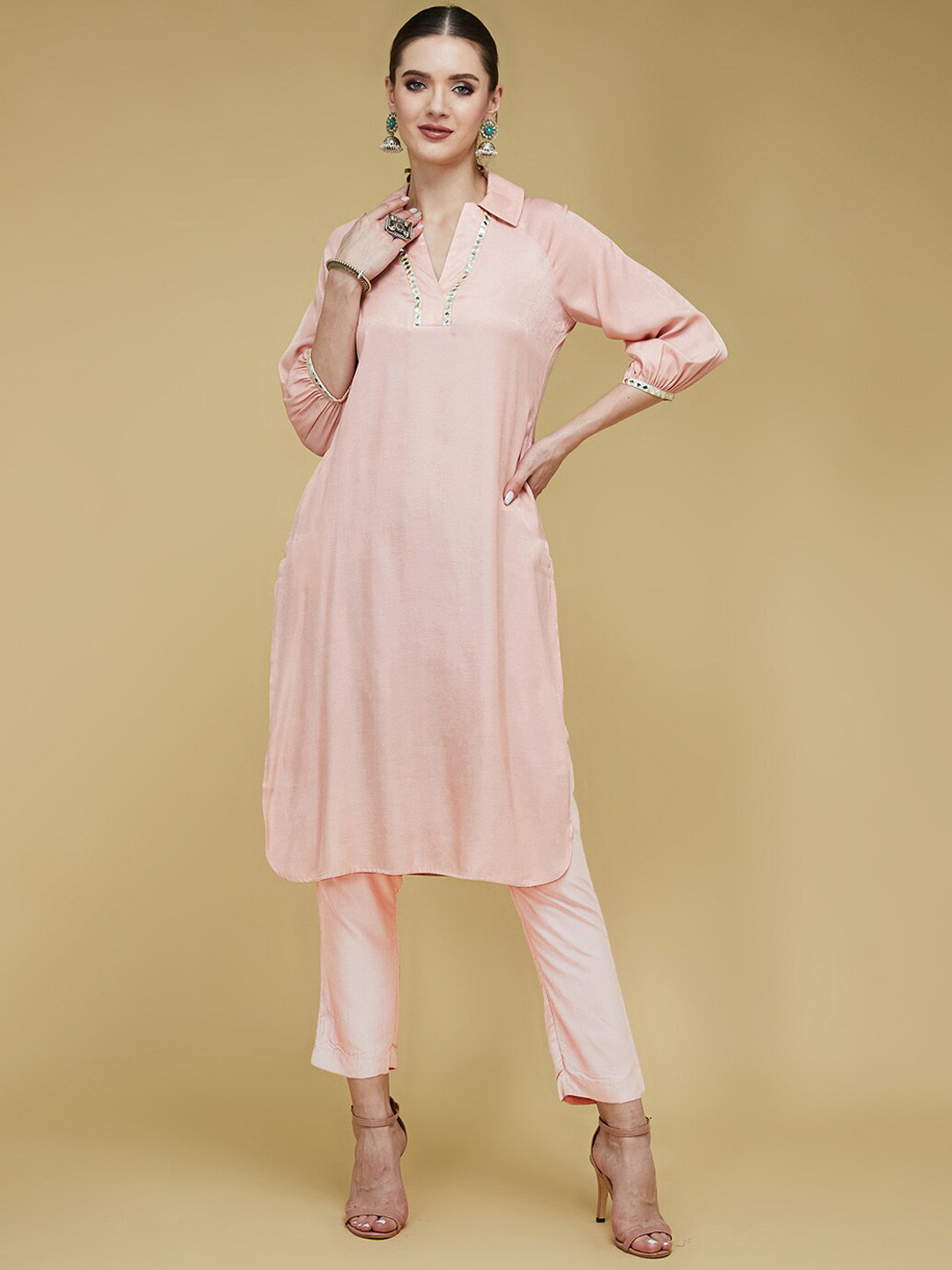 all about you Yoke Design Shirt Collar Gotta Patti A-Line Kurta
