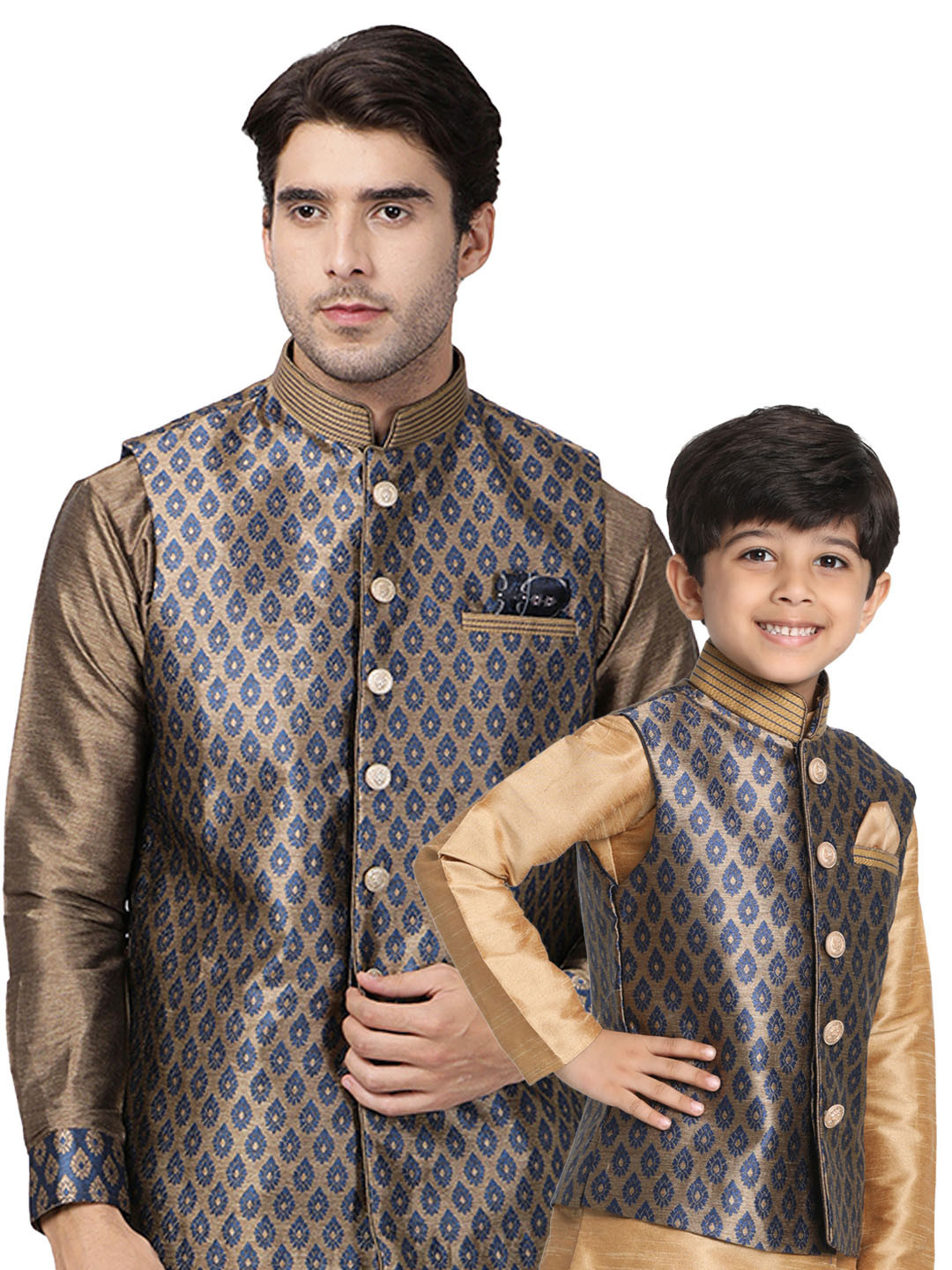 VASTRAMAY Boys Woven Slim Fit Design Nehru Jacket