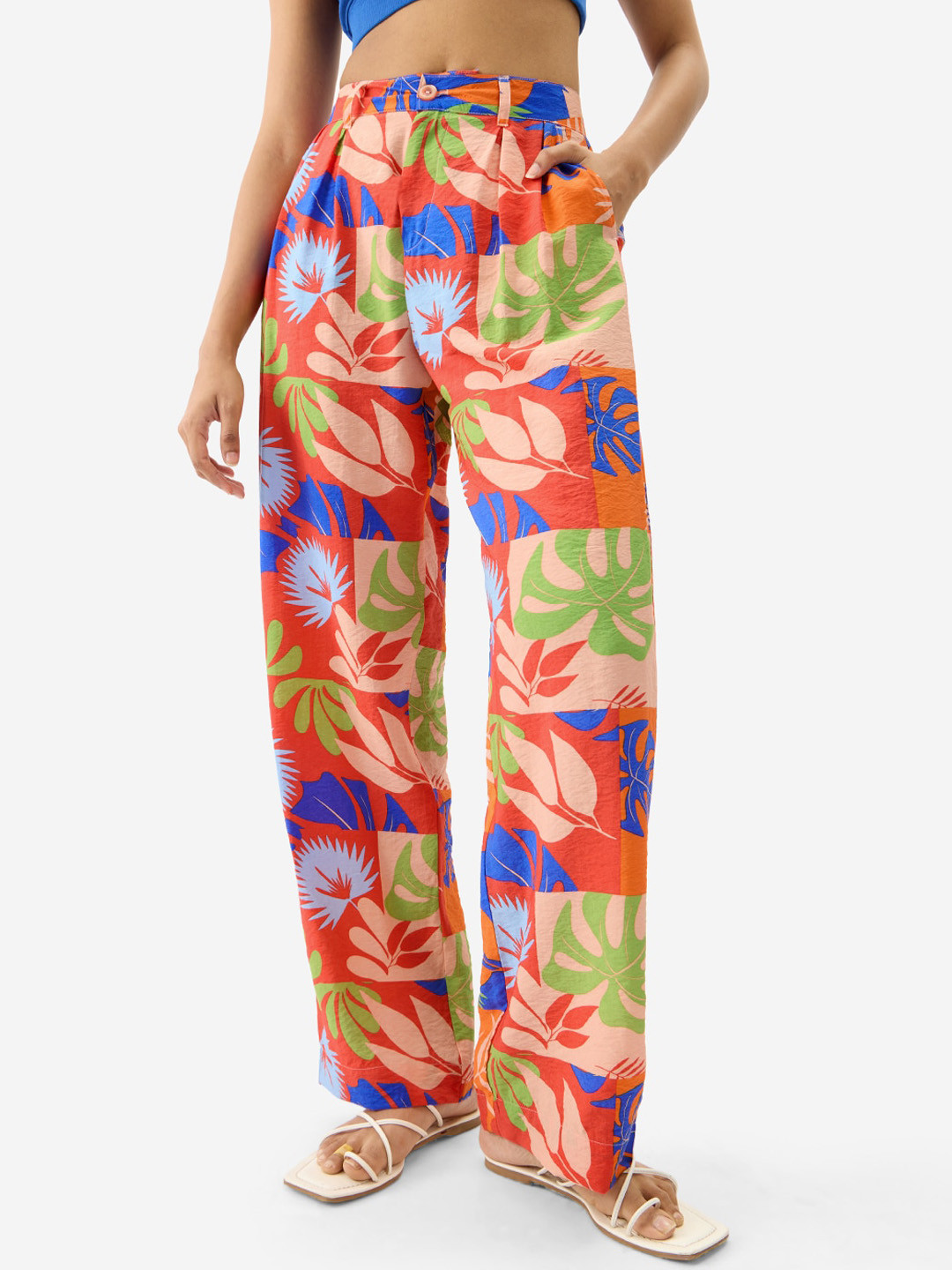 The Souled Store Leafy Charm Women Floral Printed Parallel Trouser