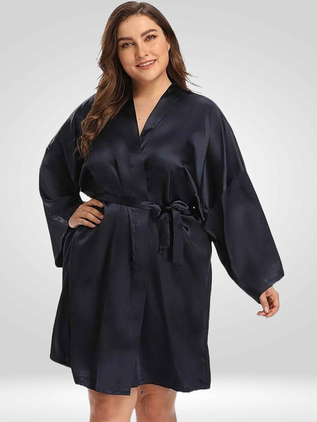 Bella Babe by SK Women Satin Plus Size Robe