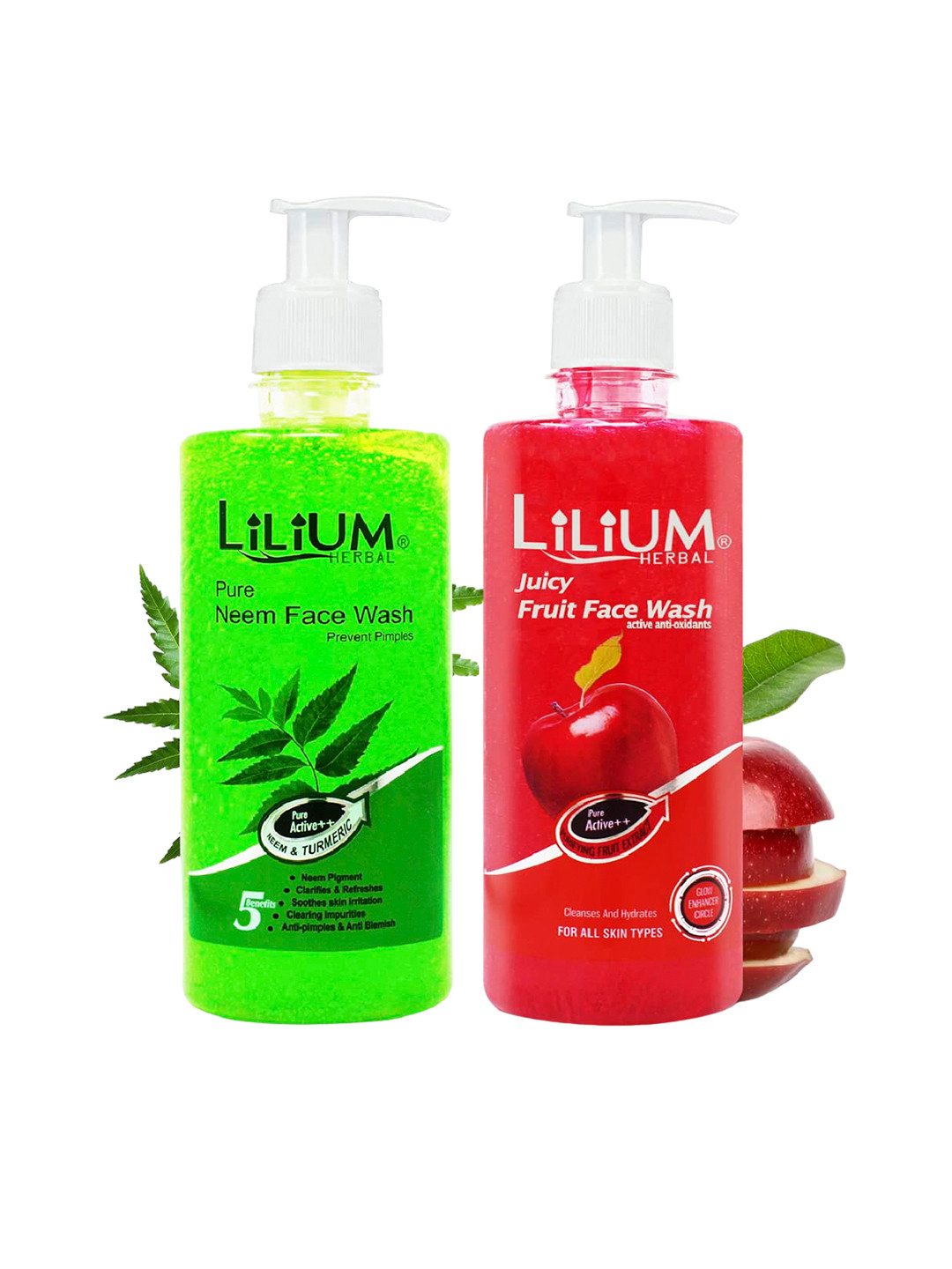 Lilium Herbal Set Of 2 Fruit & Neem Face Wash With Neem & Vitamin E - 200ml Each