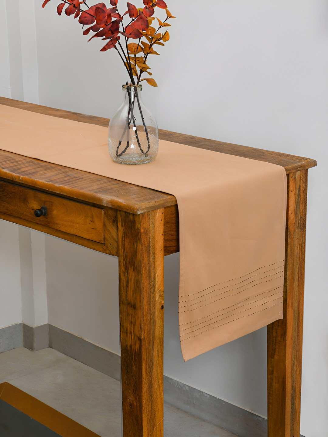 Ratan Cart Beige Pure Cotton Rectangle Table Runner