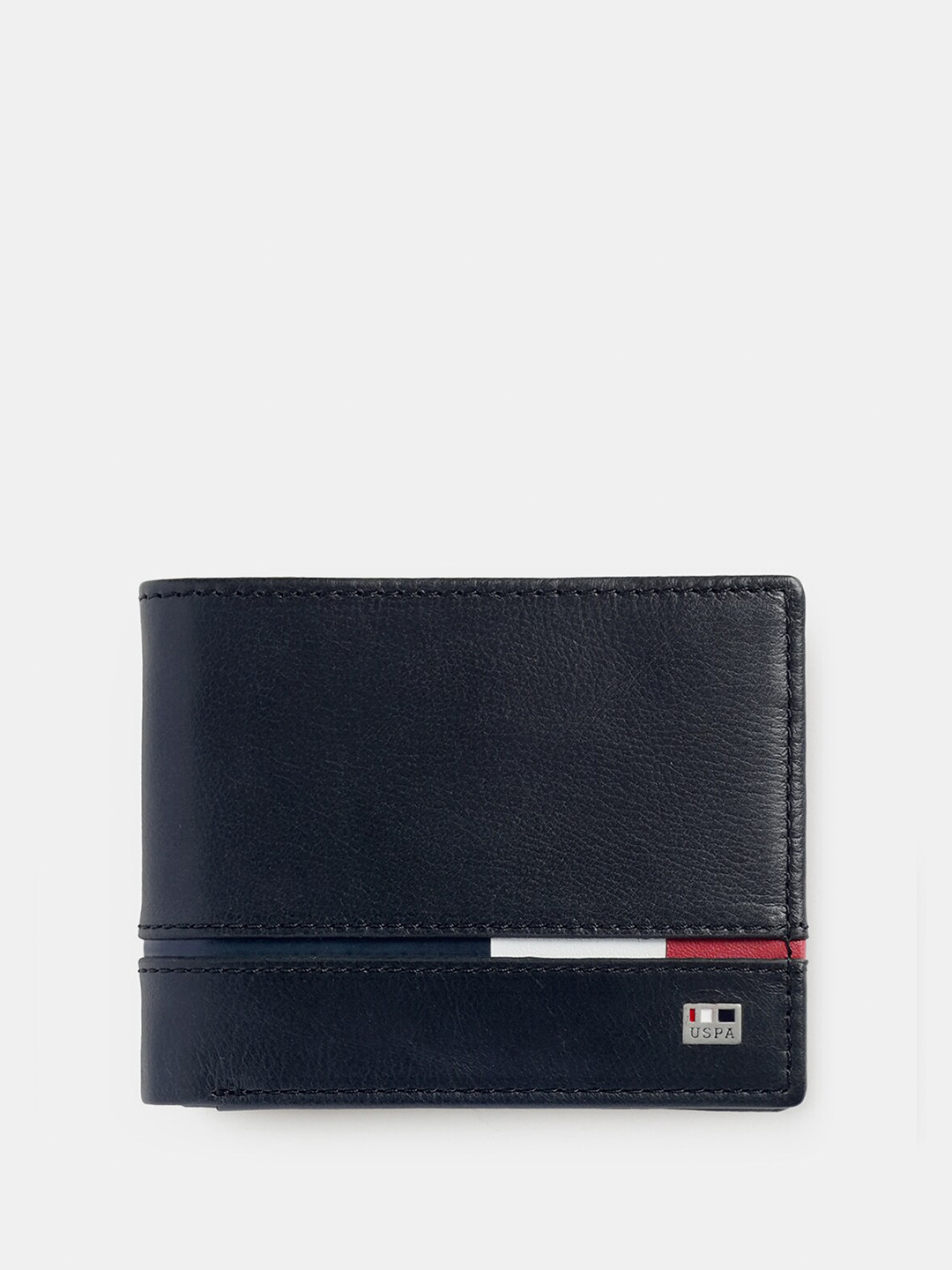 U.S. Polo Assn. Men Textured Leather Two Fold Wallet