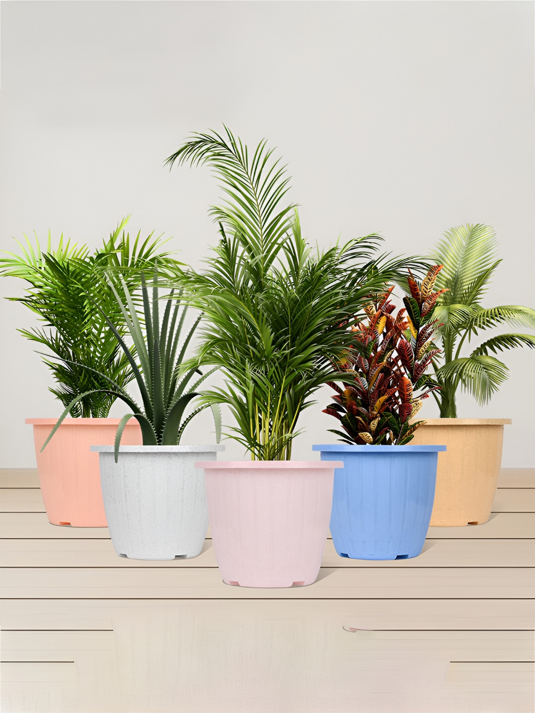 Kuber Industries Marble Duro Pink & Peach 6 Pieces UV-Protected Planters