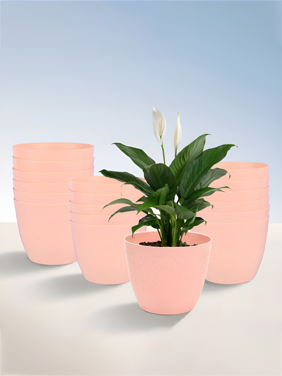 Kuber Industries Marble Cool Peach 18 Pieces Lightweight Planters