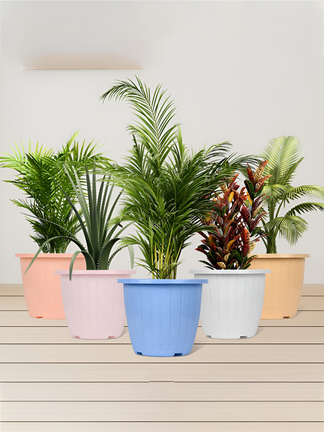 Kuber Industries Blue & Pink 12 Pieces Marble Duro Planters