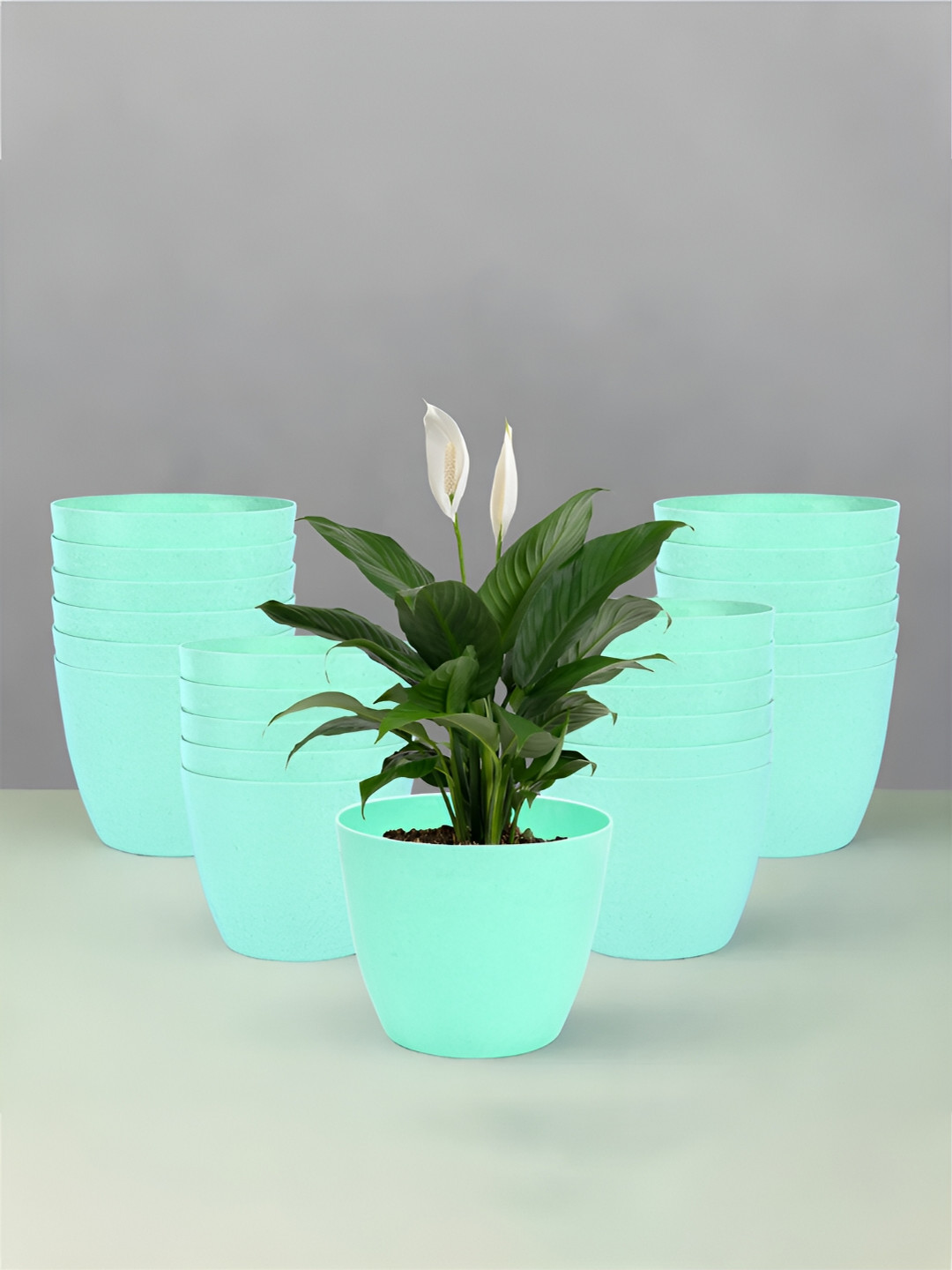 Kuber Industries Marble Cool Green 24 Pieces Lightweight Planters